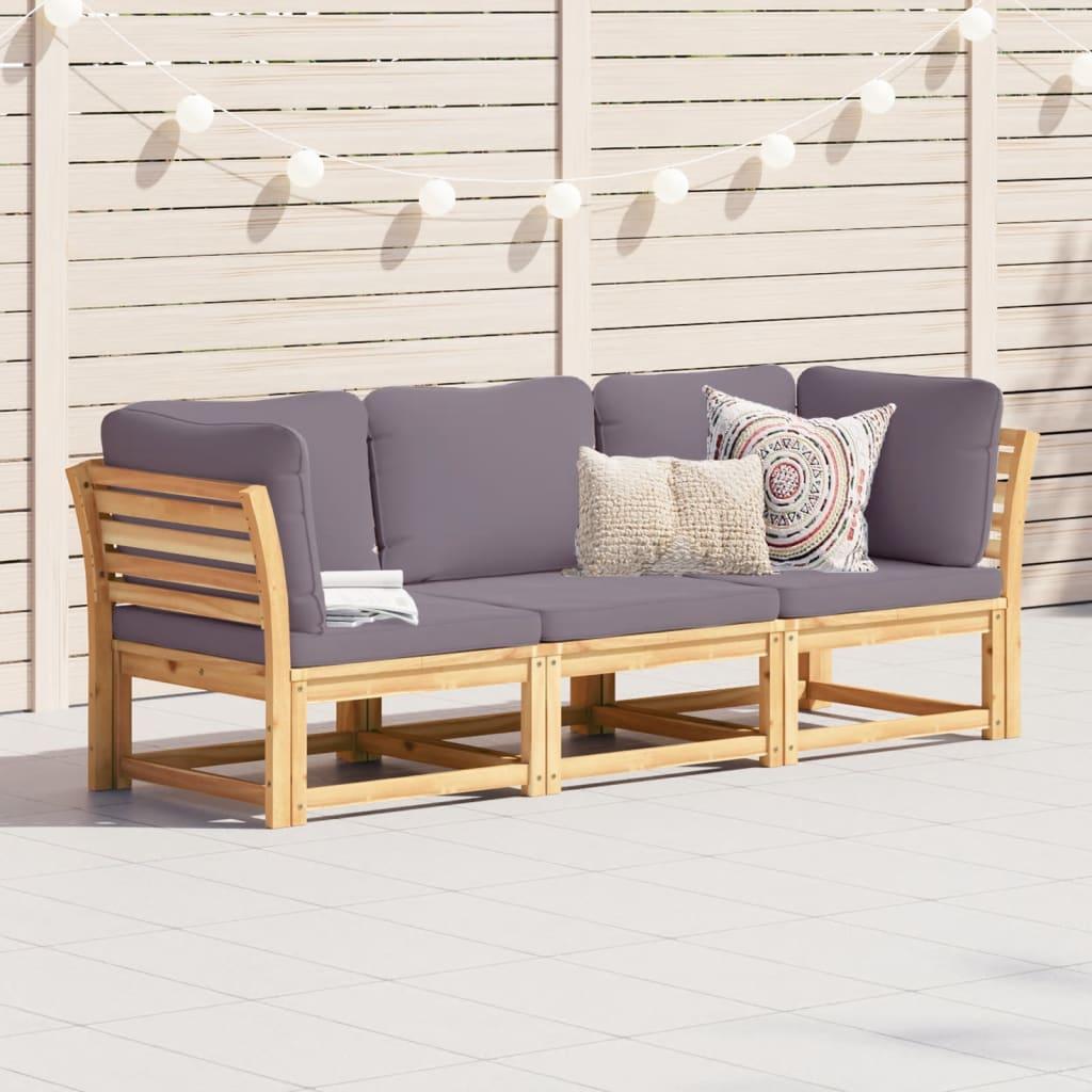 3 Piece Garden Lounge Set with Cushions Solid Wood Acacia
