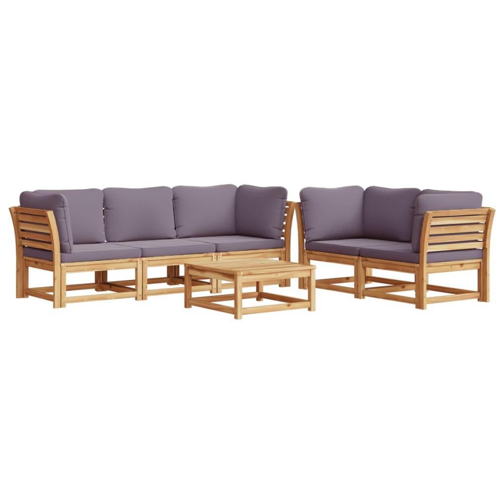 6 Piece Garden Lounge Set with Cushions Solid Wood Acacia