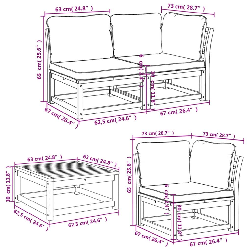 6 Piece Garden Lounge Set with Cushions Solid Wood Acacia