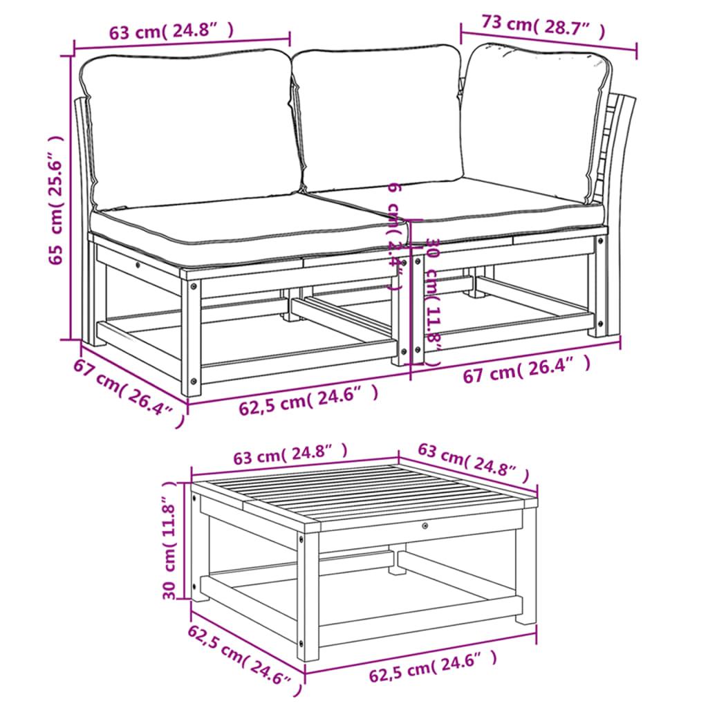 9 Piece Garden Lounge Set with Cushions Solid Wood Acacia