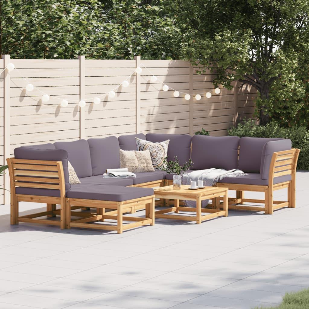 8 Piece Garden Lounge Set with Cushions Solid Wood Acacia