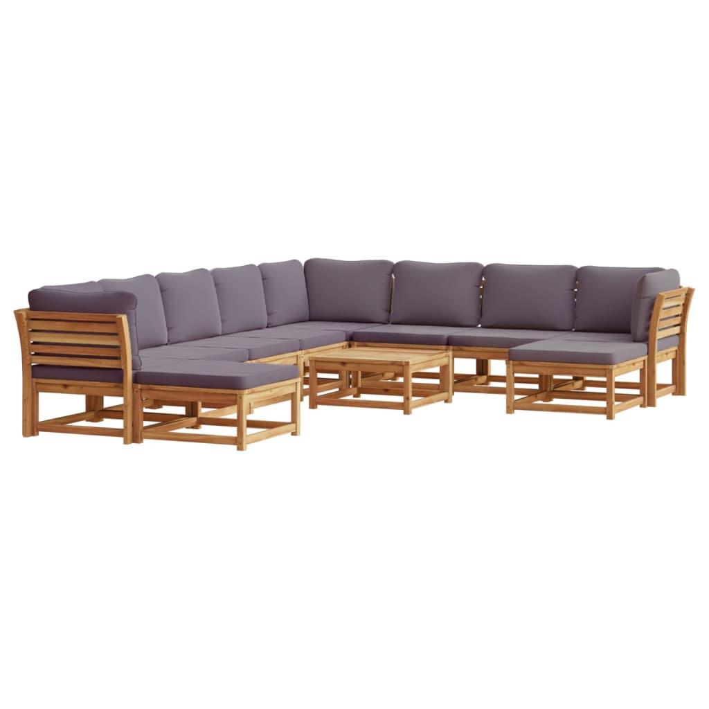 11 Piece Garden Lounge Set with Cushions Solid Wood Acacia