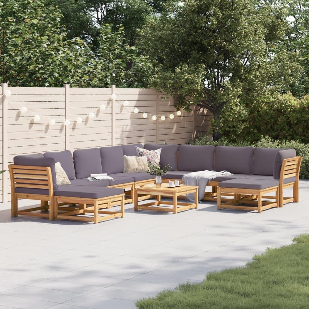 11 Piece Garden Lounge Set with Cushions Solid Wood Acacia