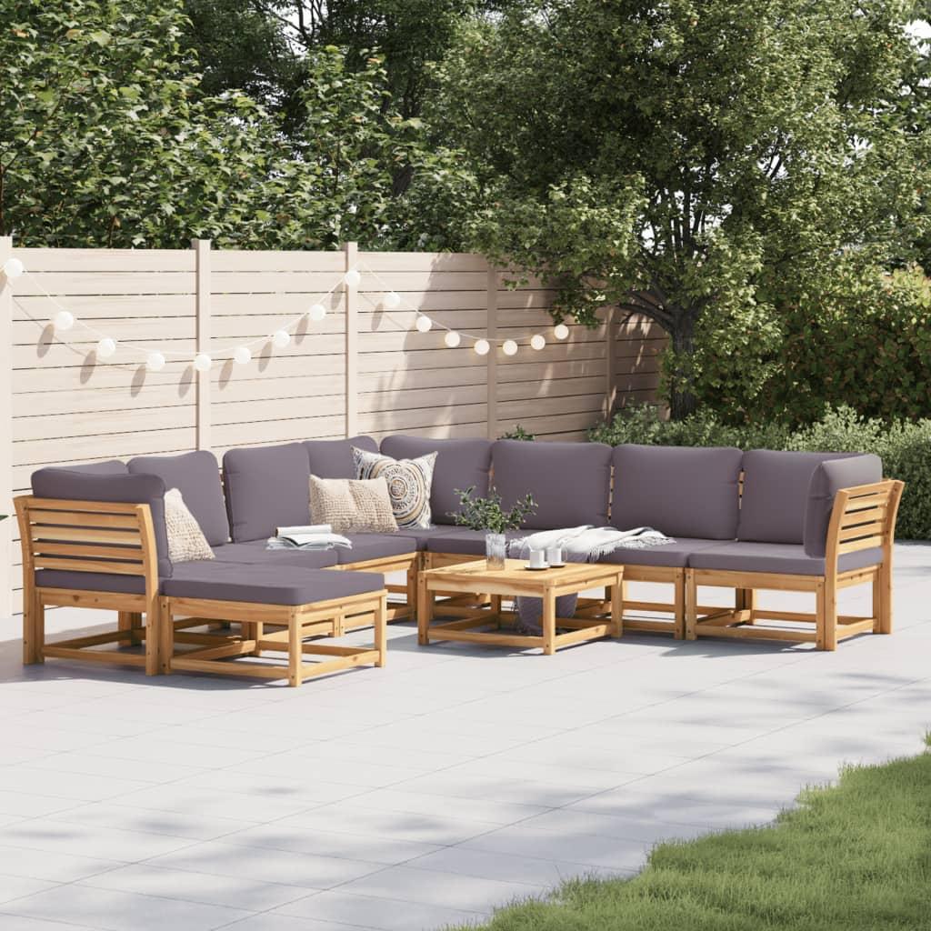 9 Piece Garden Lounge Set with Cushions Solid Wood Acacia