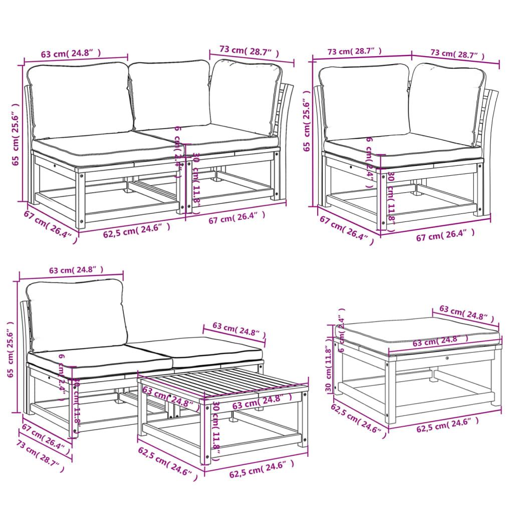 7 Piece Garden Lounge Set with Cushions Solid Wood Acacia