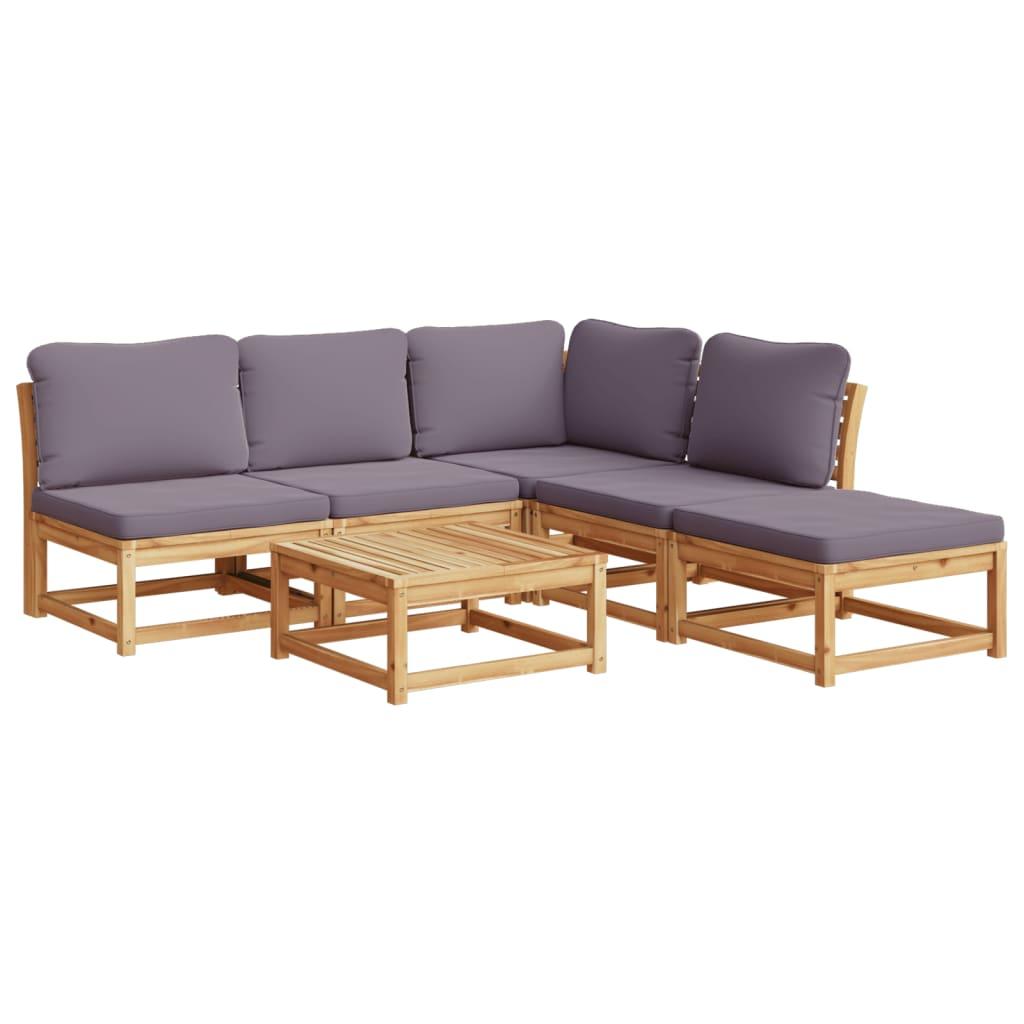 6 Piece Garden Lounge Set with Cushions Solid Wood Acacia