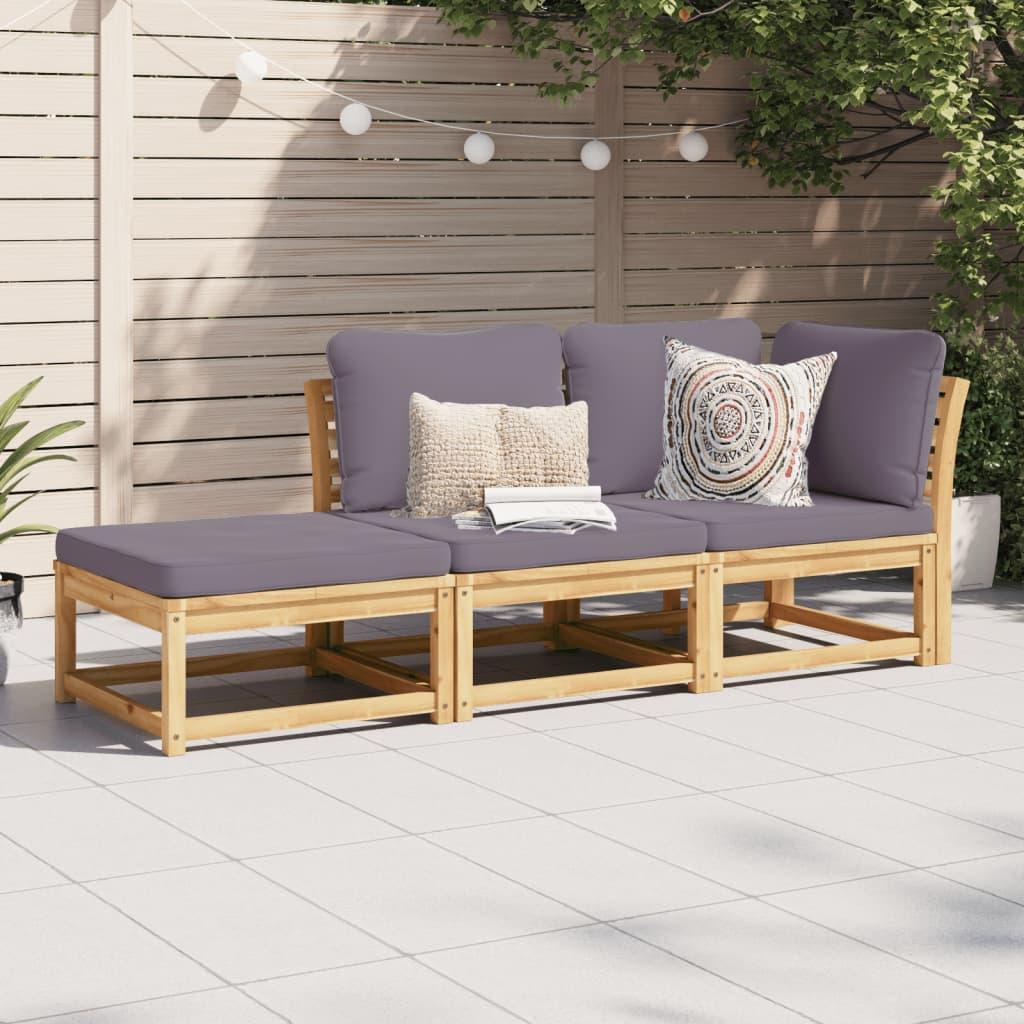 3 Piece Garden Lounge Set with Cushions Solid Wood Acacia