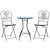 Mosaic Bistro Set Blue and White Iron and Ceramic