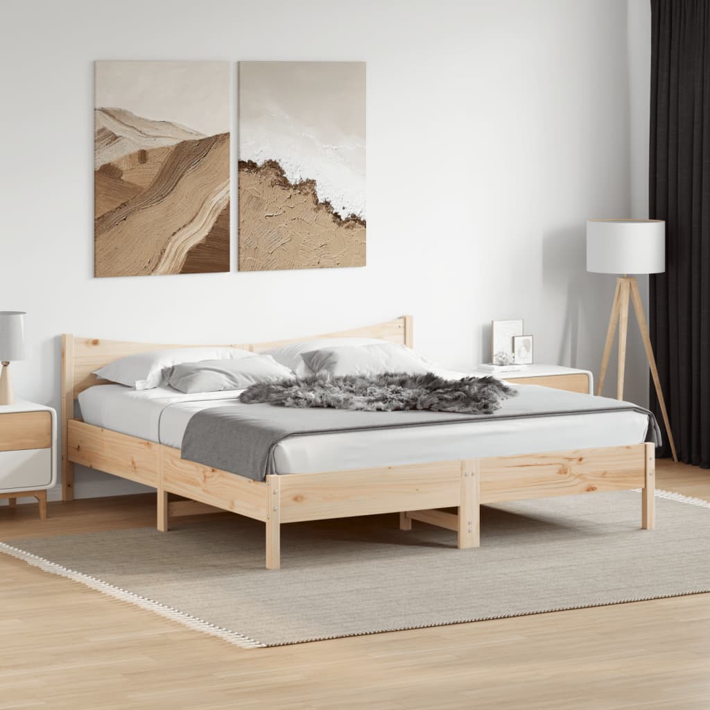 Bed Frame without Mattress 183x203 cm King Solid Wood Pine