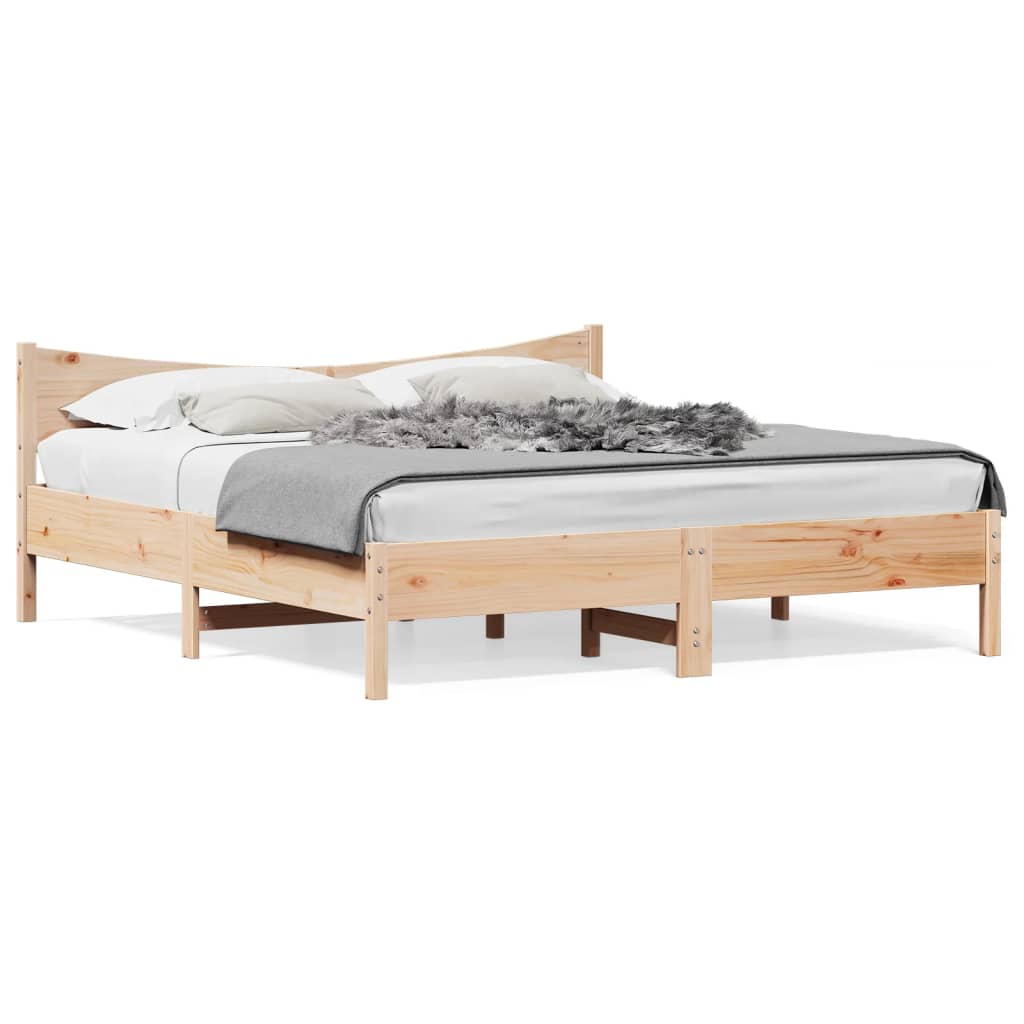 Bed Frame without Mattress 183x203 cm King Solid Wood Pine