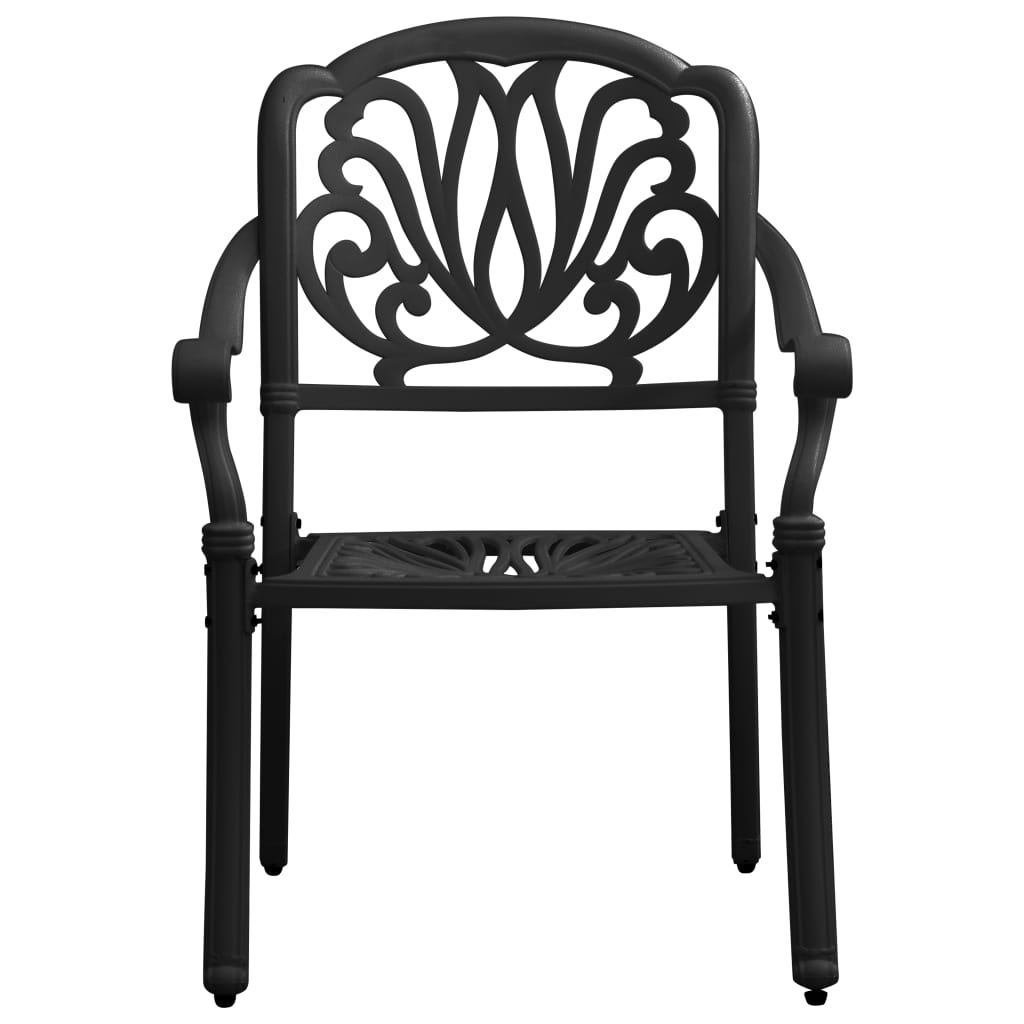 3 Piece Bistro Set Black Cast Aluminium