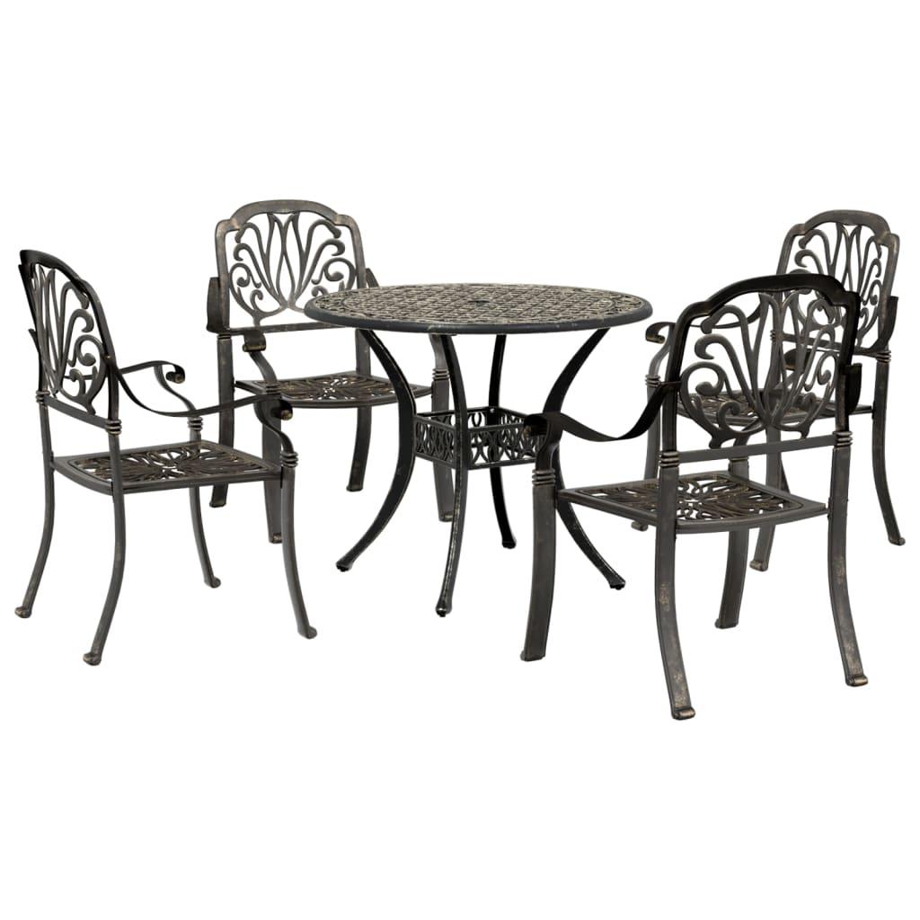 5 Piece Garden Dining Set Bronze Cast Aluminium