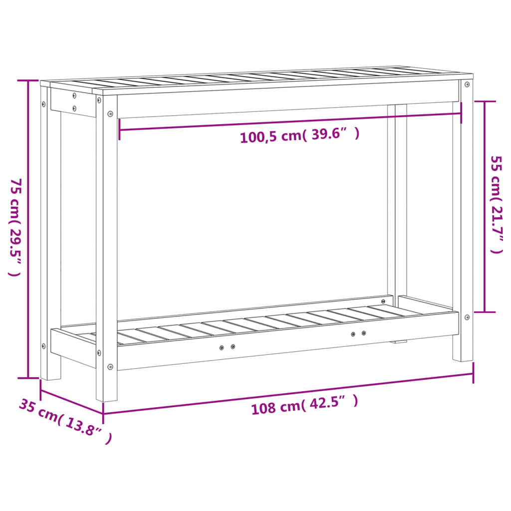 Potting Table with Shelf 108x35x75 cm Solid Wood Douglas