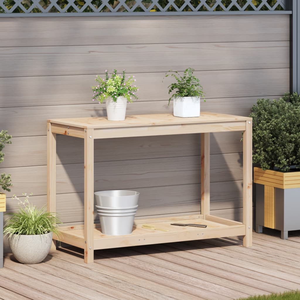 Potting Table with Shelf 108x50x75 cm Solid Wood Pine