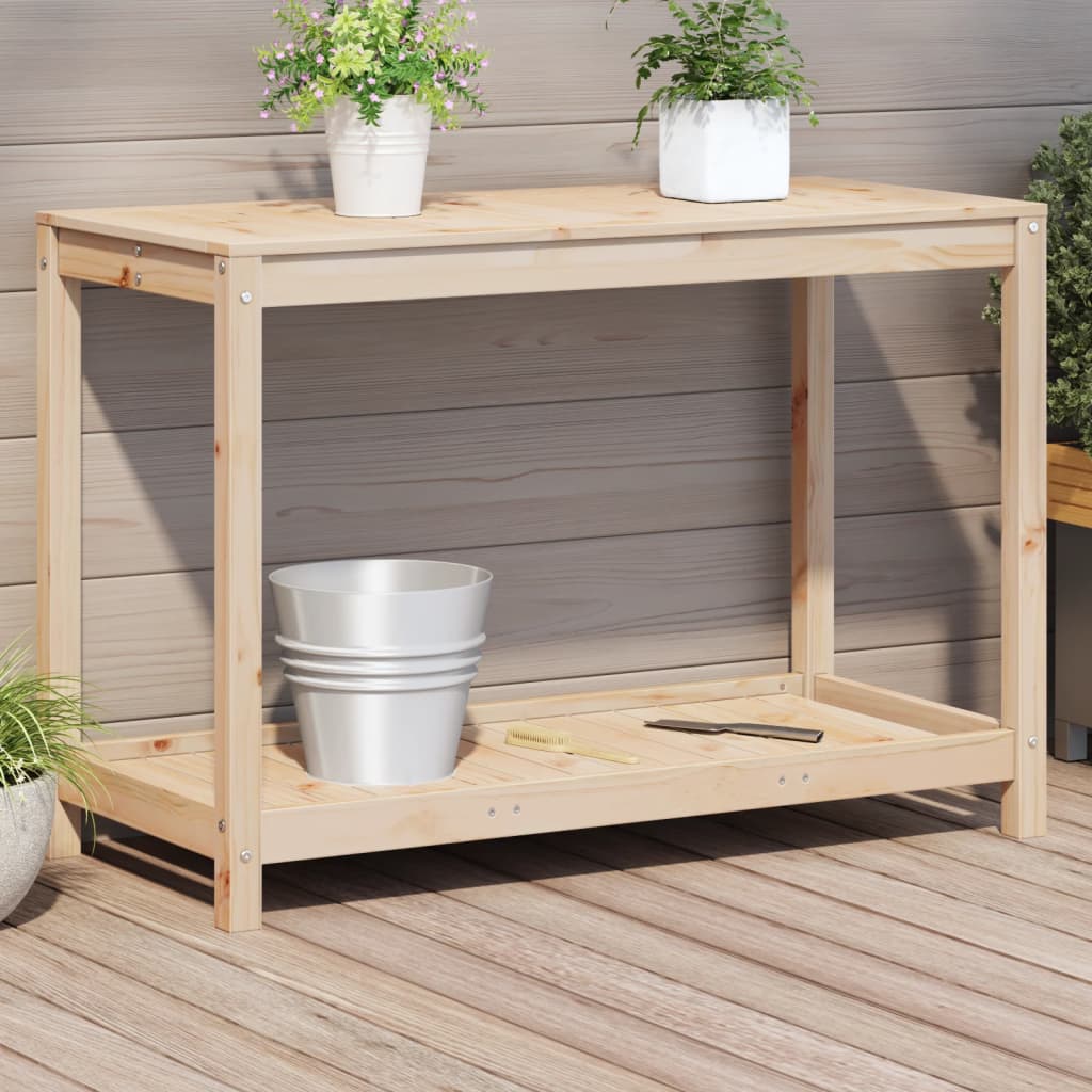 Potting Table with Shelf 108x50x75 cm Solid Wood Pine