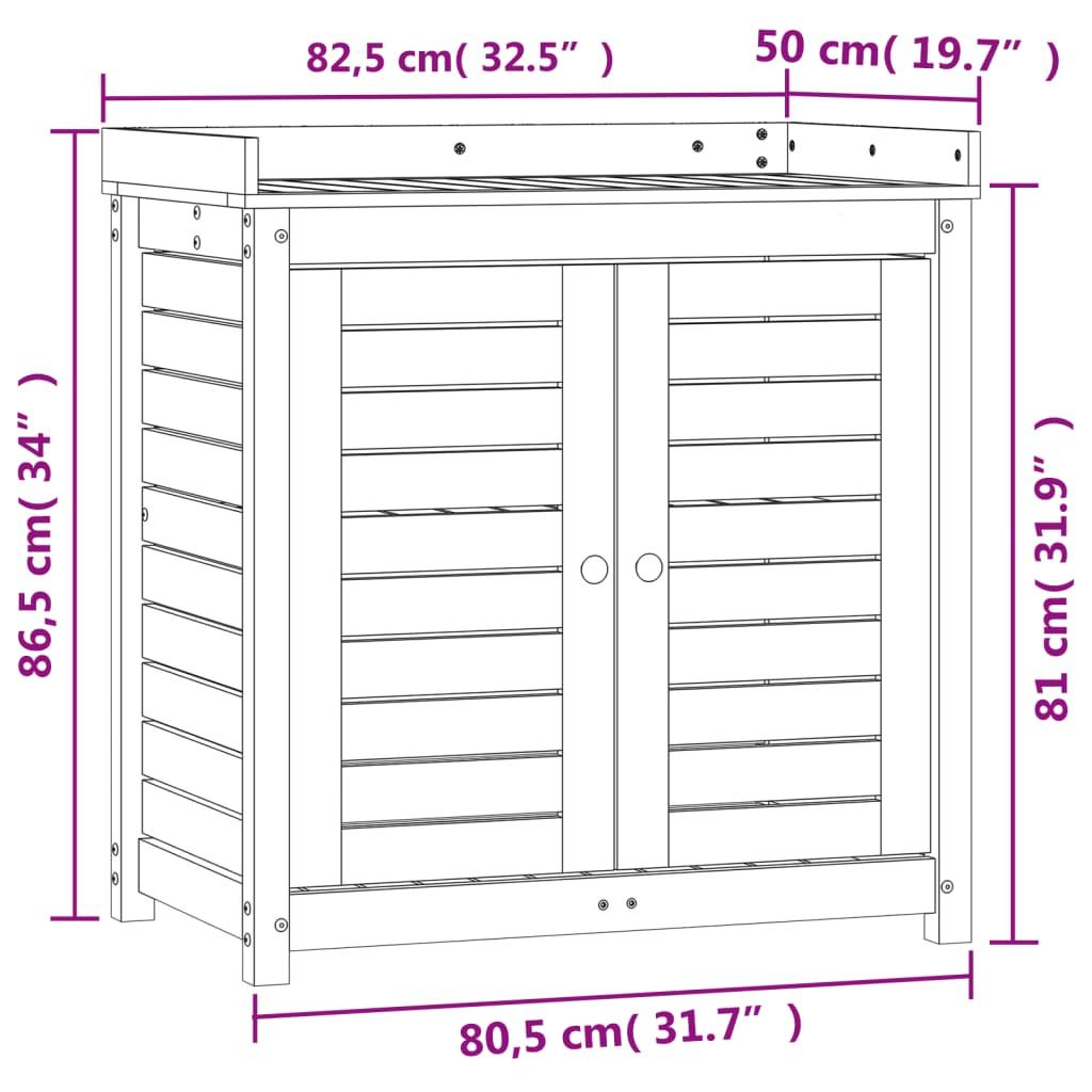 Potting Table with Shelves White 82.5x50x86.5 cm Solid Wood Pine