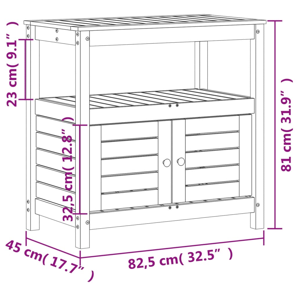 Potting Table with Shelves 82.5x45x81 cm Solid Wood Douglas