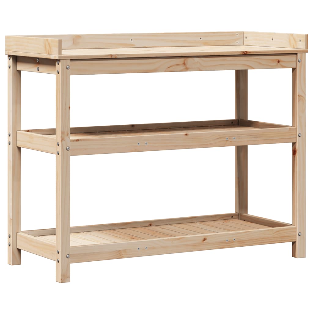 Potting Table with Shelves 108x45x86.5 cm Solid Wood Pine