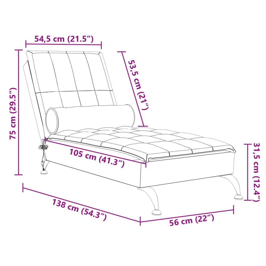 Massage Chaise Lounge with Bolster Dark Grey Fabric