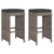 Garden Bar Stools with Cushions 2 pcs Grey Poly Rattan