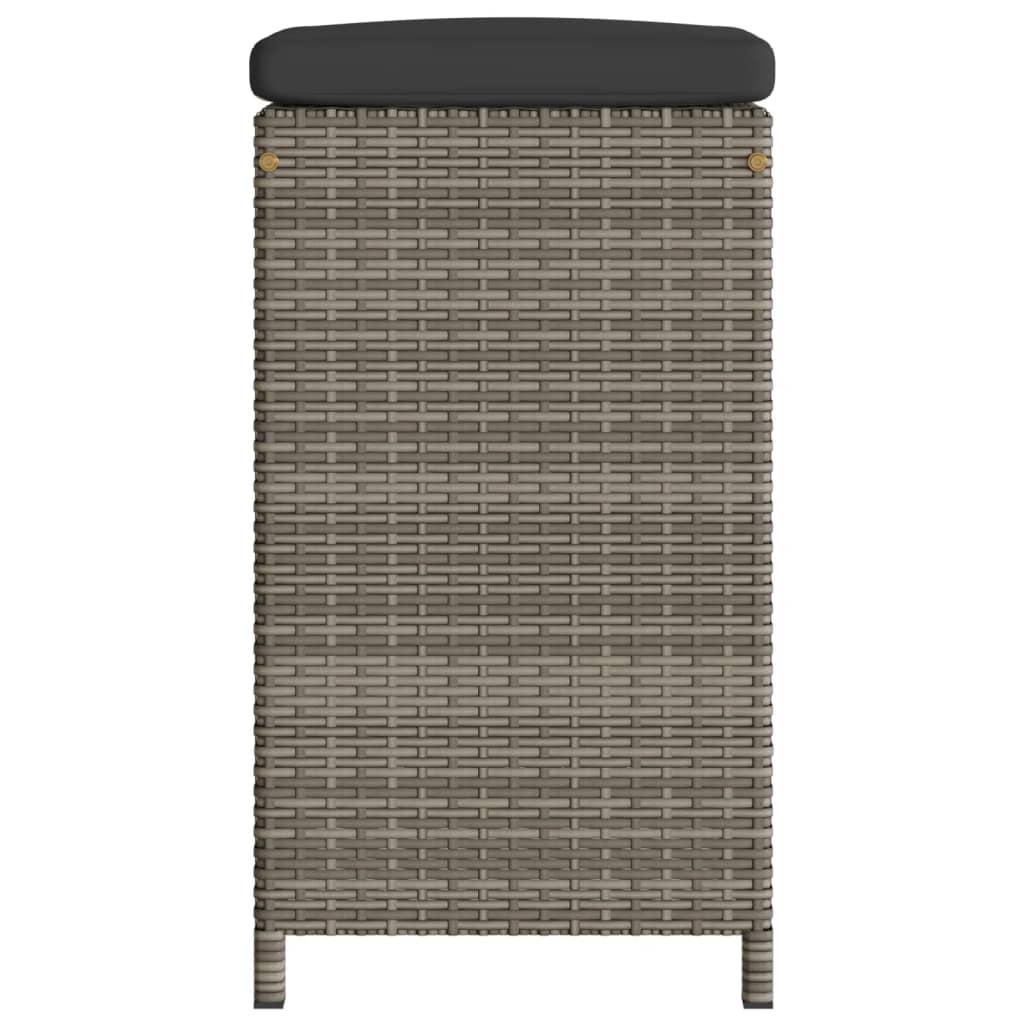 Garden Bar Stools with Cushions 2 pcs Grey Poly Rattan