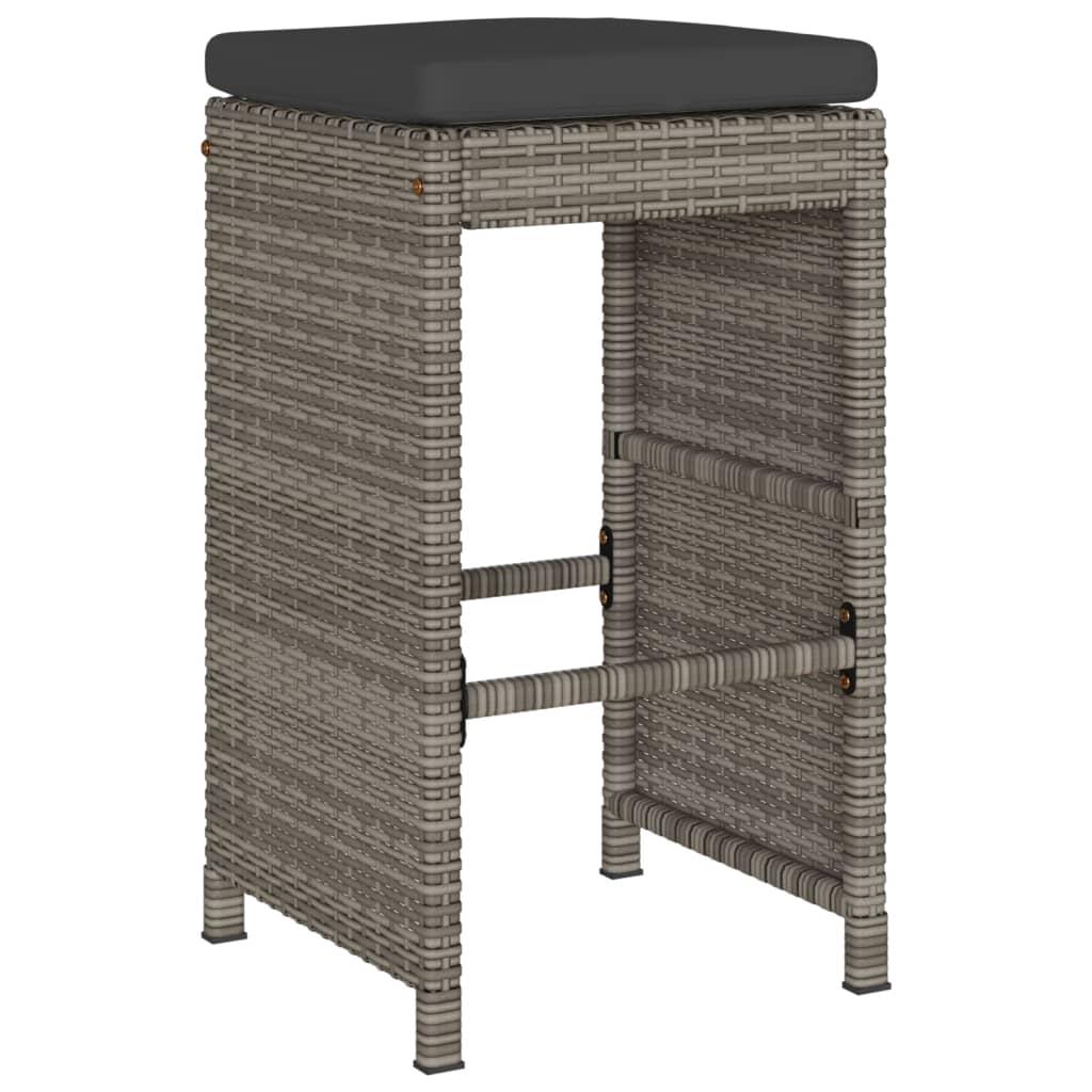 Garden Bar Stools with Cushions 6 pcs Grey Poly Rattan