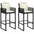Garden Bar Stools with Cushions 2 pcs Black Poly Rattan