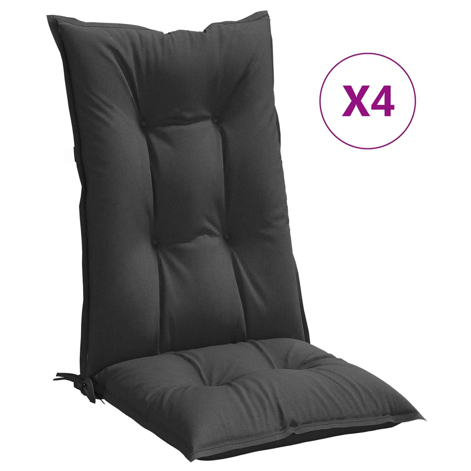 Highback Chair Cushions 4 pcs Melange Anthracite 120x50x7 cm