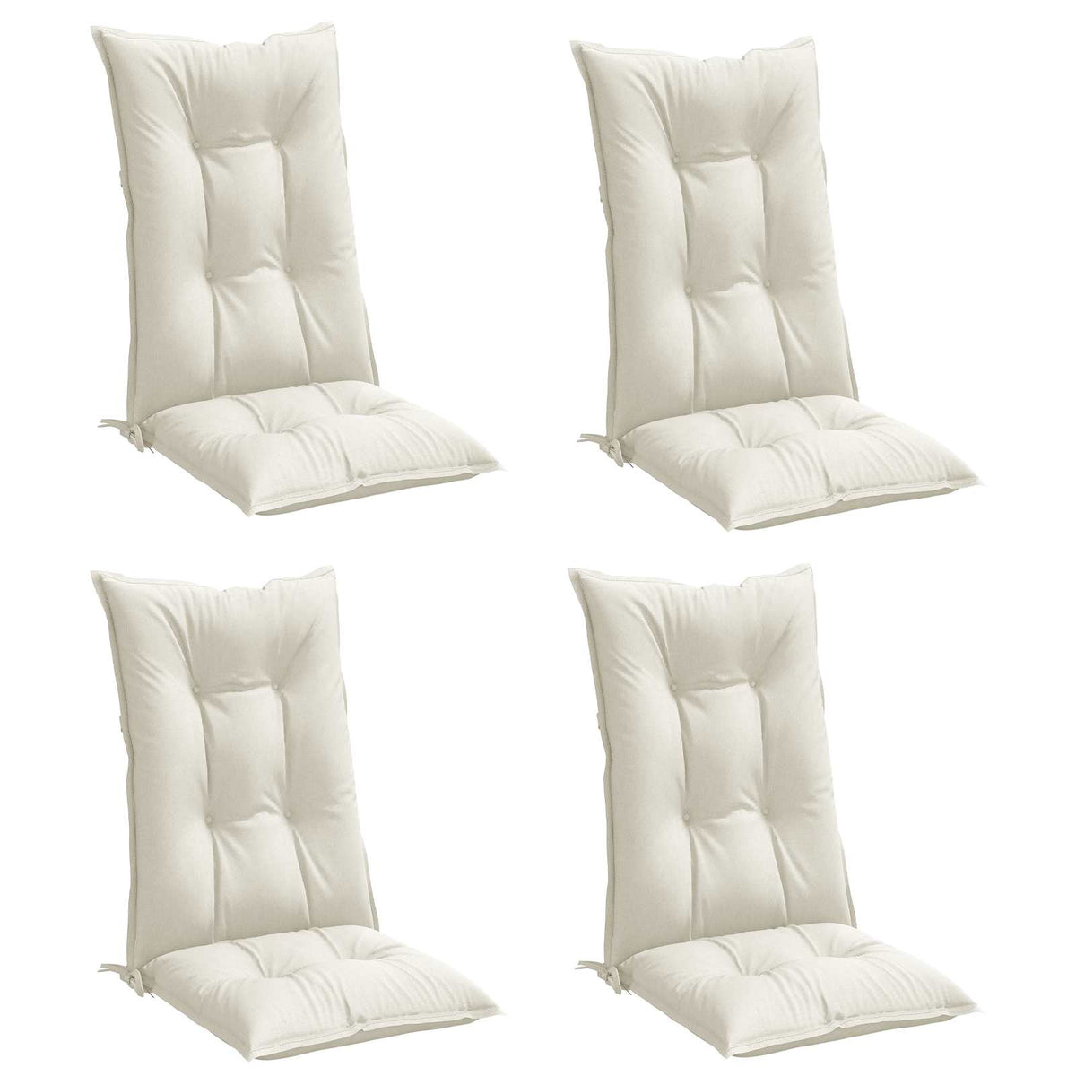 Highback Chair Cushions 4 pcs Melange Cream 120x50x7 cm Fabric