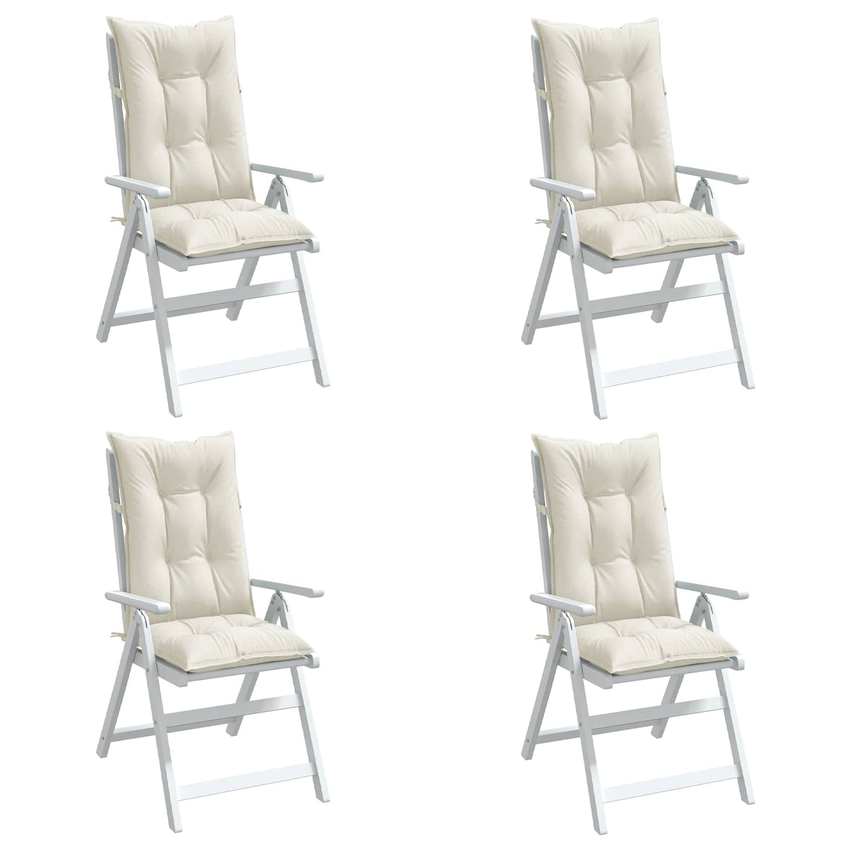 Highback Chair Cushions 4 pcs Melange Cream 120x50x7 cm Fabric