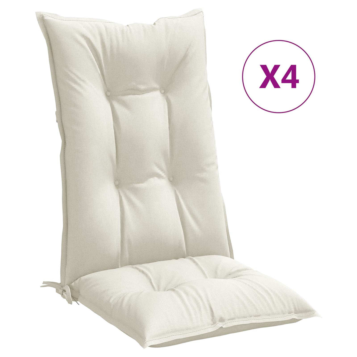 Highback Chair Cushions 4 pcs Melange Cream 120x50x7 cm Fabric