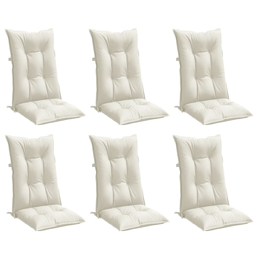 Highback Chair Cushions 6 pcs Melange Cream 120x50x7 cm Fabric