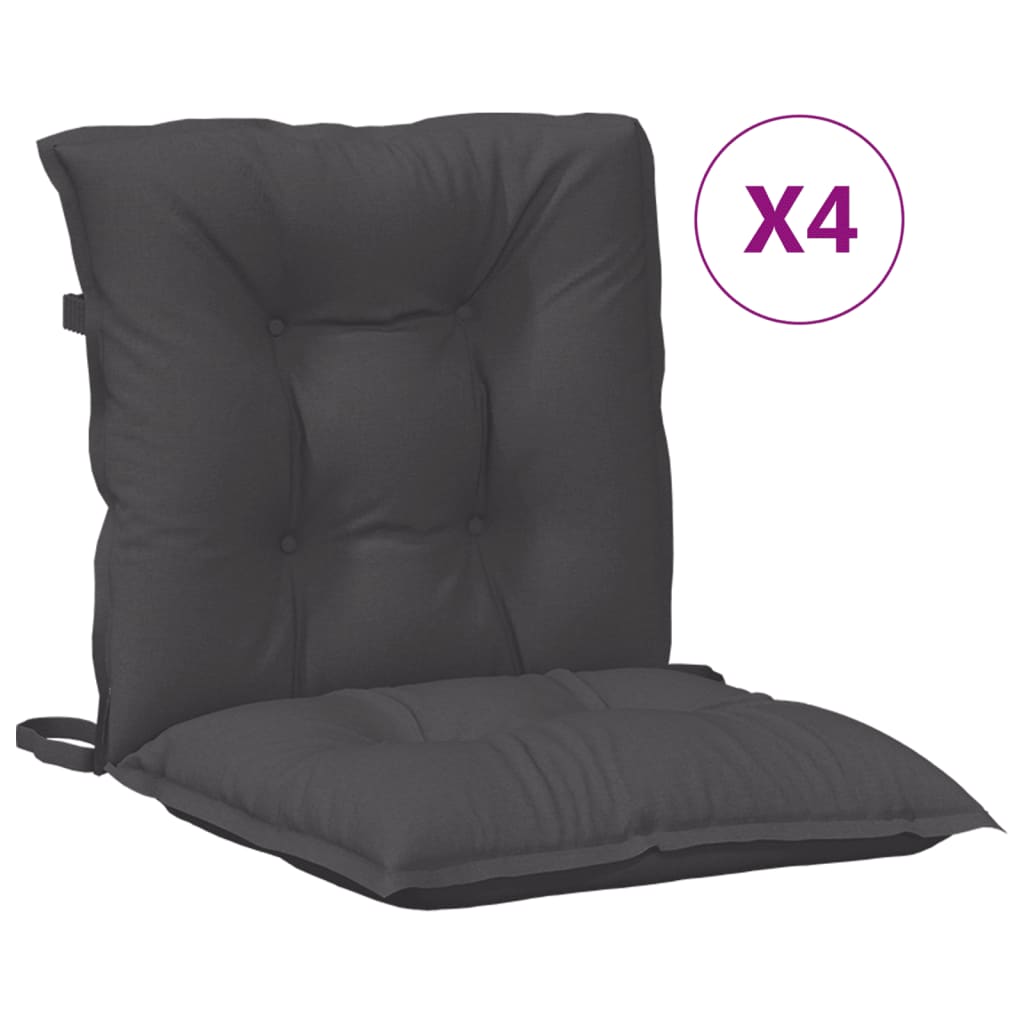 Lowback Chair Cushions 4 pcs Melange Anthracite 100x50x7 cm Fabric