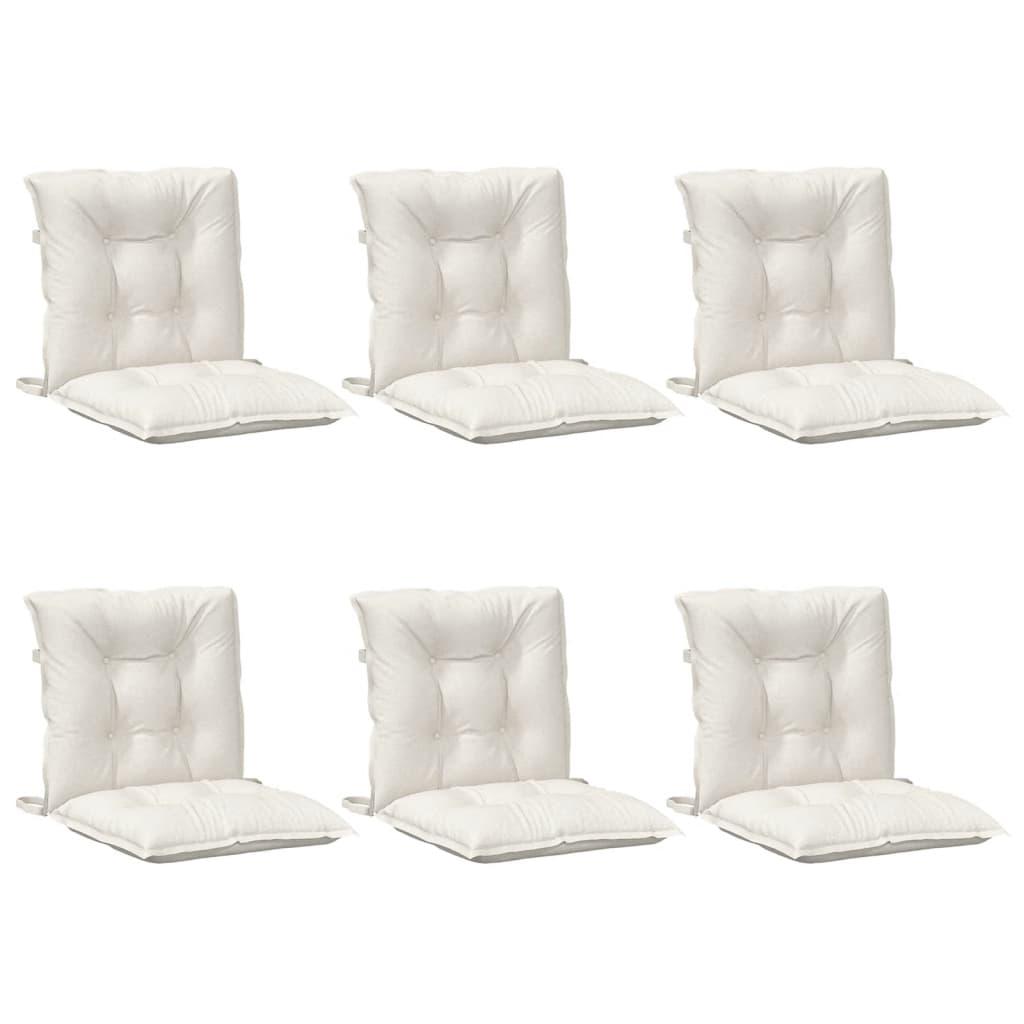 Lowback Chair Cushions 6 pcs Melange Cream 100x50x7 cm Fabric