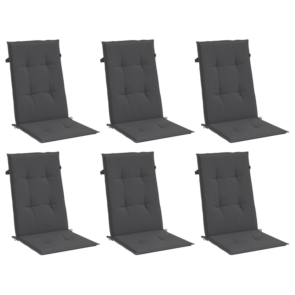 Highback Chair Cushions 6 pcs Melange Anthracite 120x50x4 cm Fabric