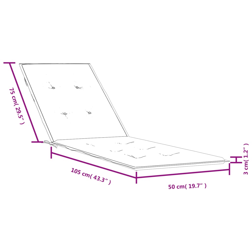 Deck Chair Cushion Melange Anthracite (75+105)x50x3 cm Fabric