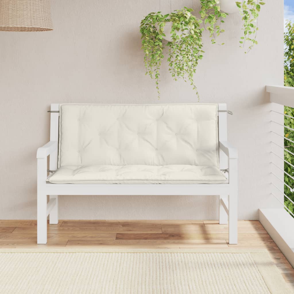 Garden Bench Cushions 2 pcs Melange Cream 120x50x7 cm Fabric