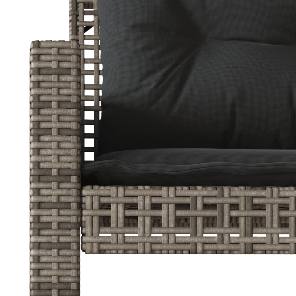 4 Piece Garden Sofa Set with Cushions Grey Poly Rattan Glass