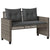 4 Piece Garden Sofa Set with Cushions Grey Poly Rattan Glass