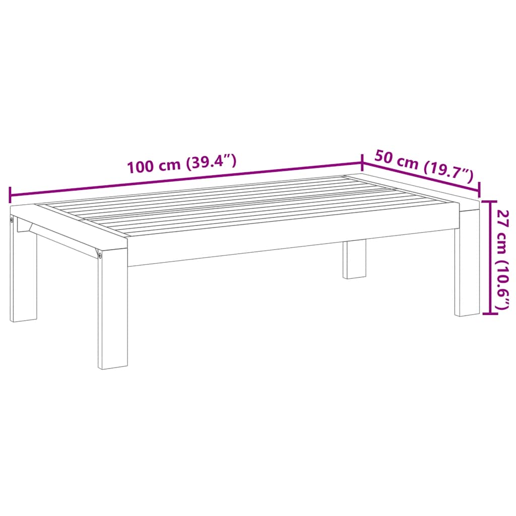 Garden Table 100x50x27 cm Solid Wood Acacia