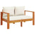 Garden Sofa with Cushions 2-Seater Solid Wood Acacia