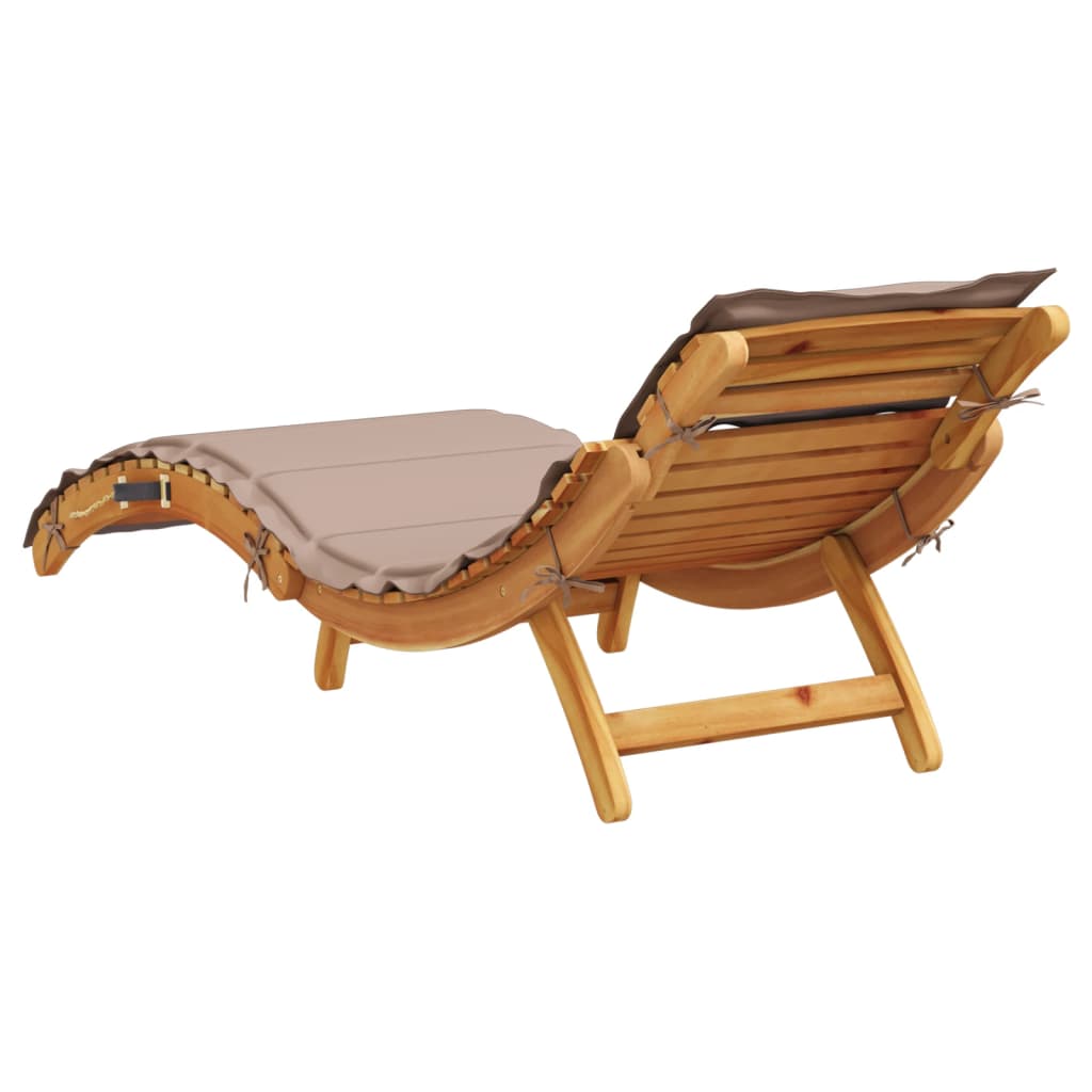 Sun Lounger with Cushion Taupe Solid Wood Acacia