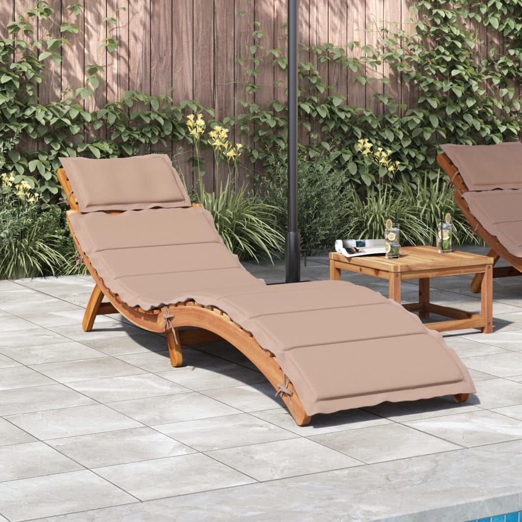 Sun Lounger with Cushion Taupe Solid Wood Acacia