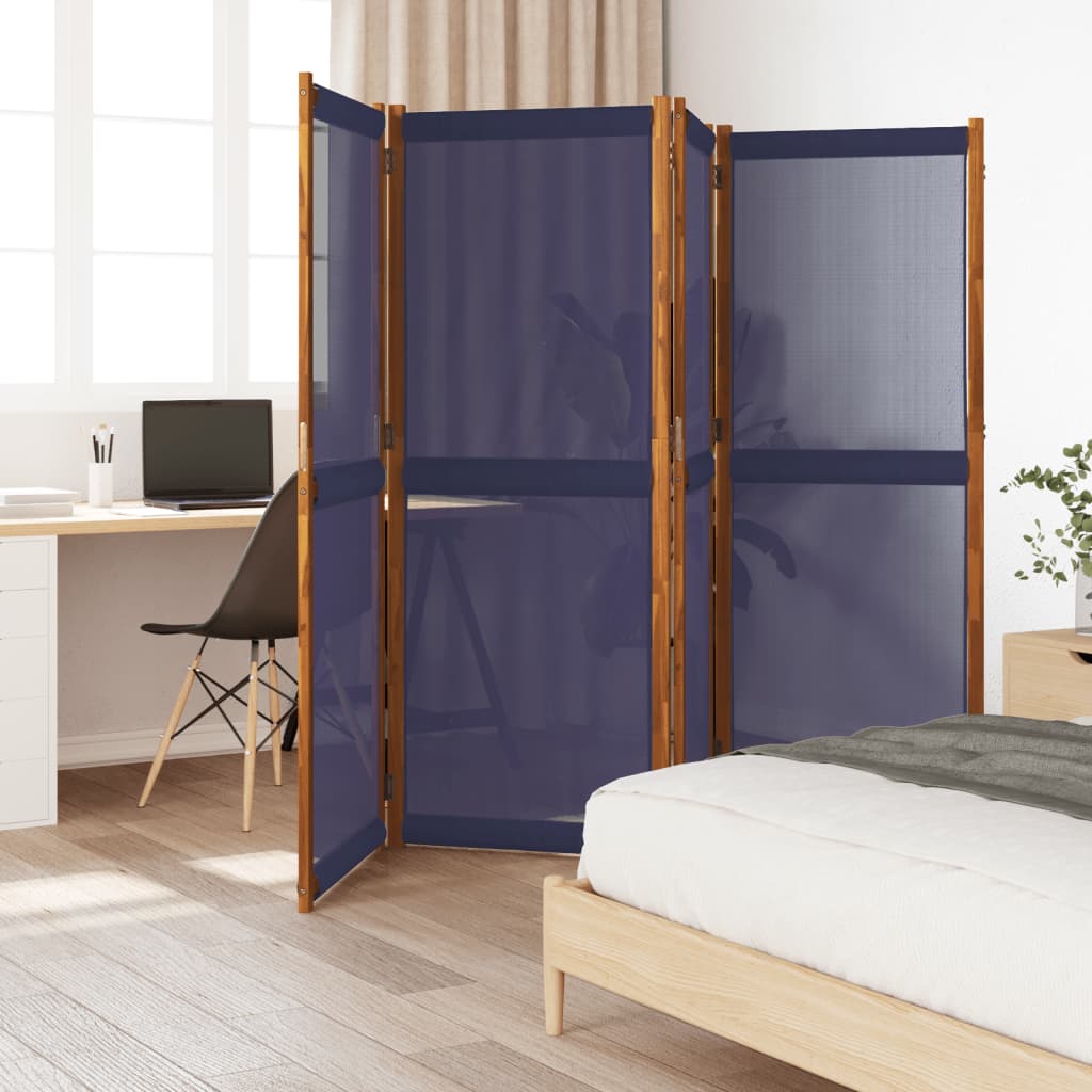 4-Panel Room Divider Dark Blue 280x180 cm