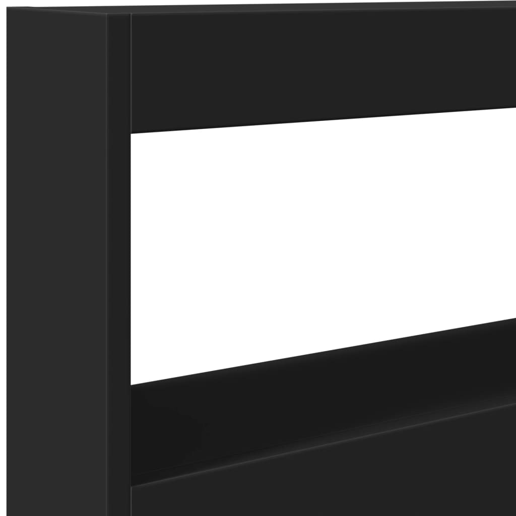 Headboard Cabinet with LED Black 100 cm