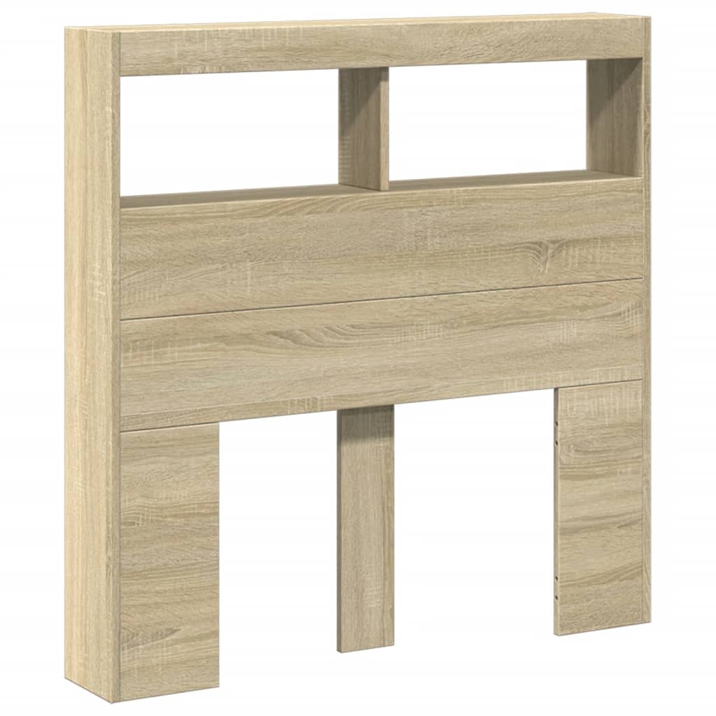 Headboard Cabinet with LED Sonoma Oak 100 cm