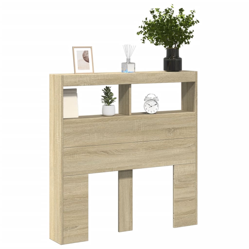 Headboard Cabinet with LED Sonoma Oak 100 cm