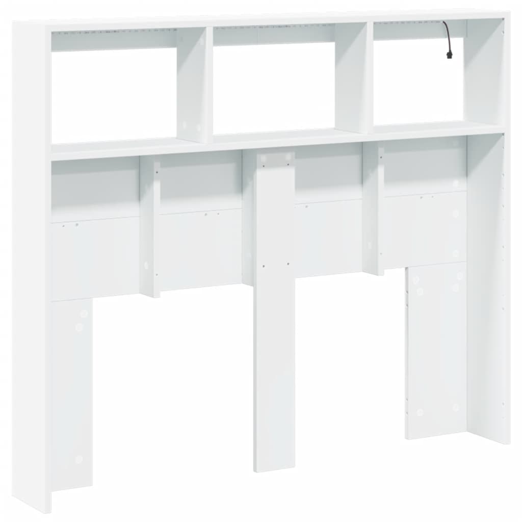 Headboard Cabinet with LED White 120 cm