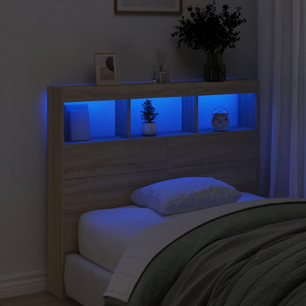 Headboard Cabinet with LED Sonoma Oak 120 cm