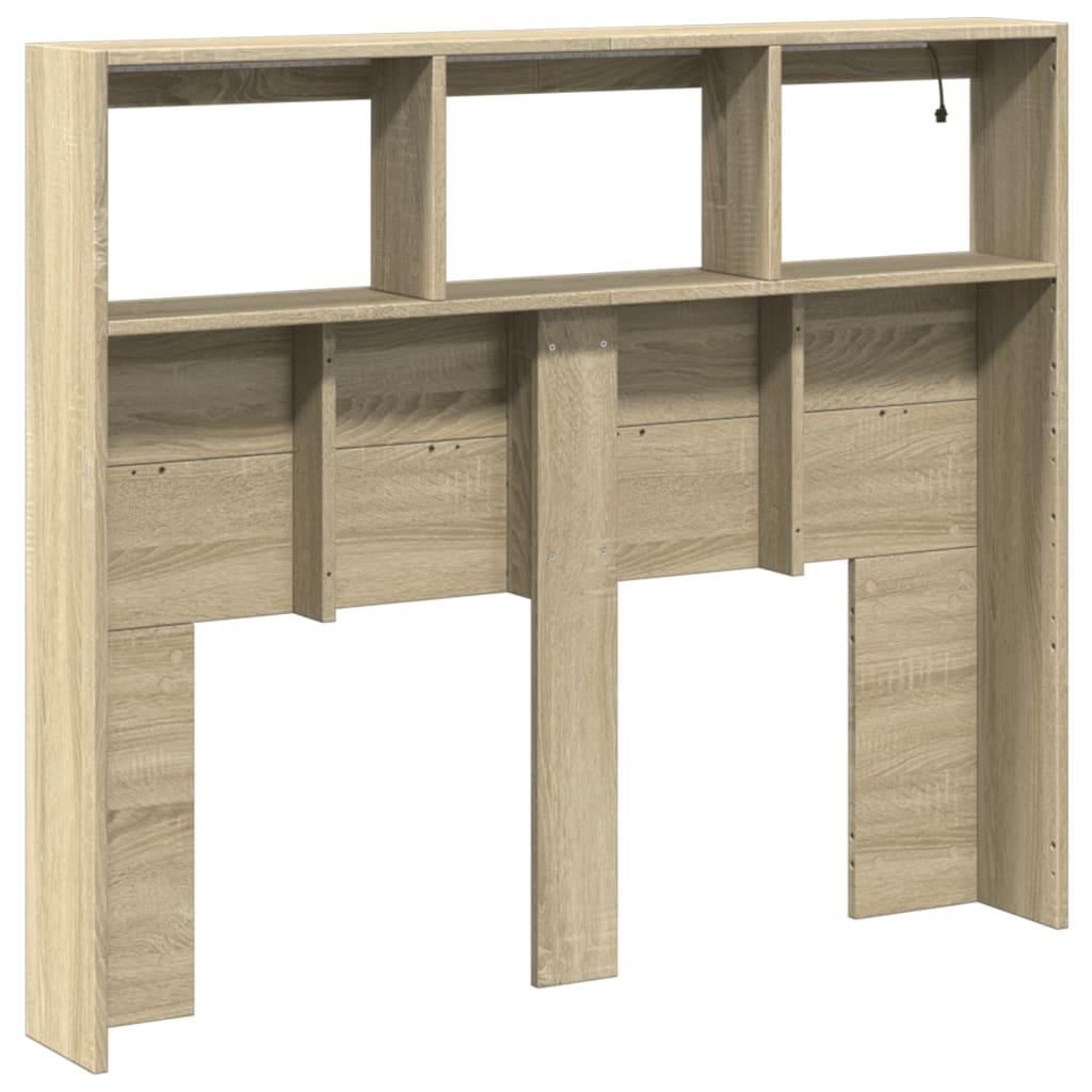 Headboard Cabinet with LED Sonoma Oak 120 cm